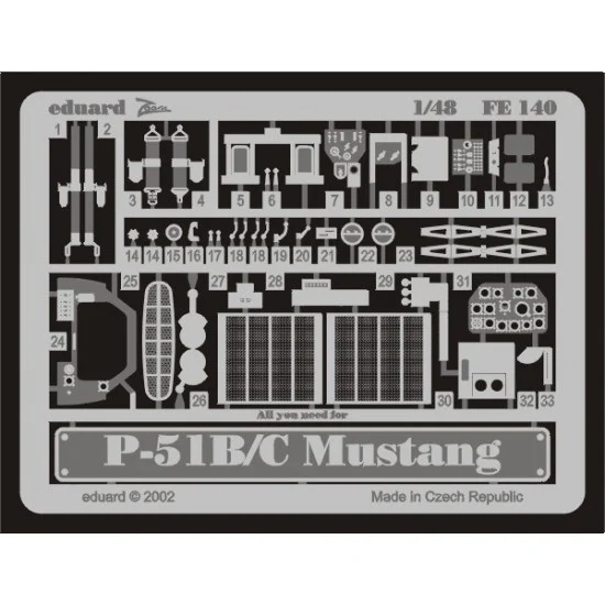 Eduard FE140 Photoetch for 1/48 P-51B/C Mustang for ICM kit