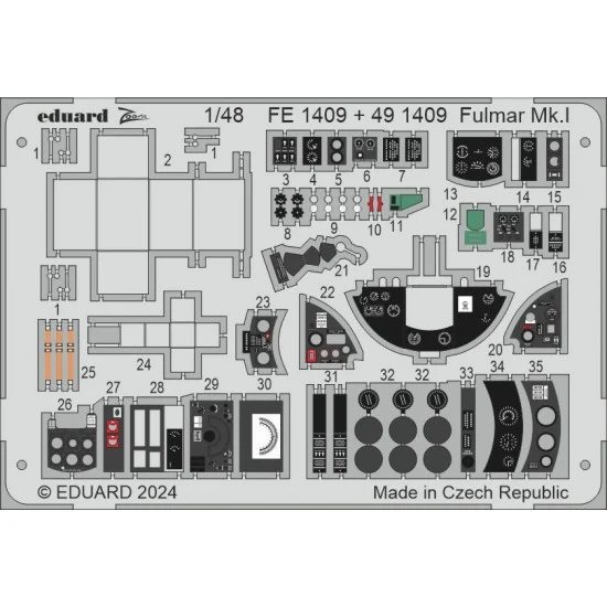 Eduard FE1409 1/48 Fairey Fulmar Mk.I Colour Photo-Etched Accessories for Trumpeter kits