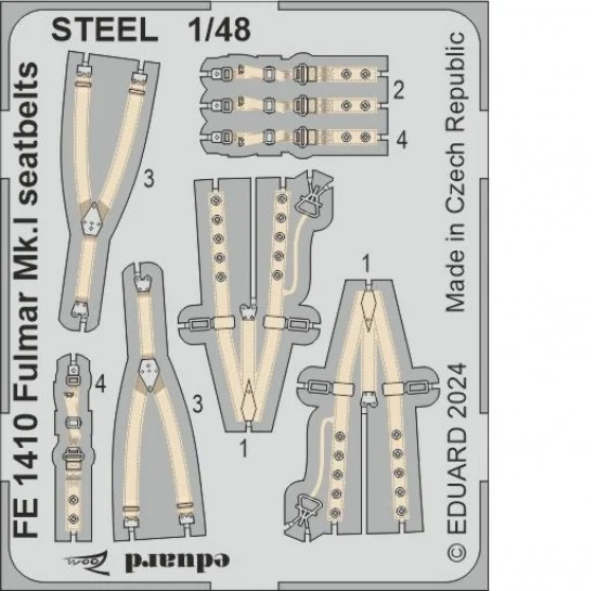 Eduard FE1410 1/48 Fairey Fulmar Mk.I Seatbelts Colour Photo-Etched Accessories for Trumpeter kits