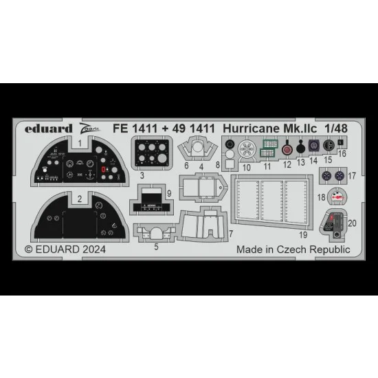 Eduard FE1411 1/48 Hawker Hurricane Mk. IIC Colour Photo-Etched Accessories for HobbyBoss kits