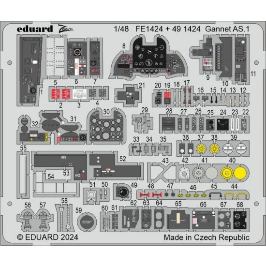 Eduard FE1424 1/48 Fairey Gannet AS.1 Detail Parts for Airfix kits - Model Planes
