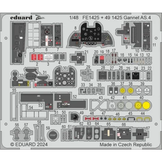 Eduard FE1425 1/48 Fairey Gannet AS.4 Detail Parts for Airfix kits - Model Planes