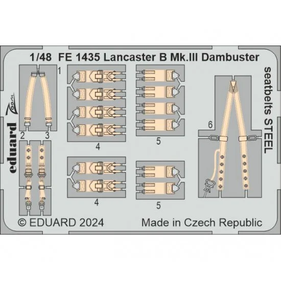 Eduard FE1435 1/48 Avro Lancaster B Mk.III Dambuster Seatbelts for HK Models - Model Planes
