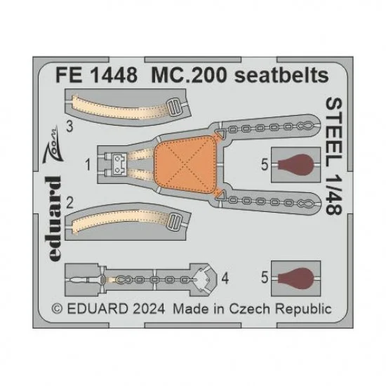 Eduard FE1448 1/48 Macchi MC.200 Saetta Seatbelts for Italeri kits - Model Planes