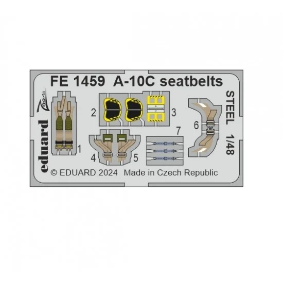 Eduard FE1459 1/48 A-10C Thunderbolt II Seatbelts Colour PE sheet for Great Wall Hobby kits