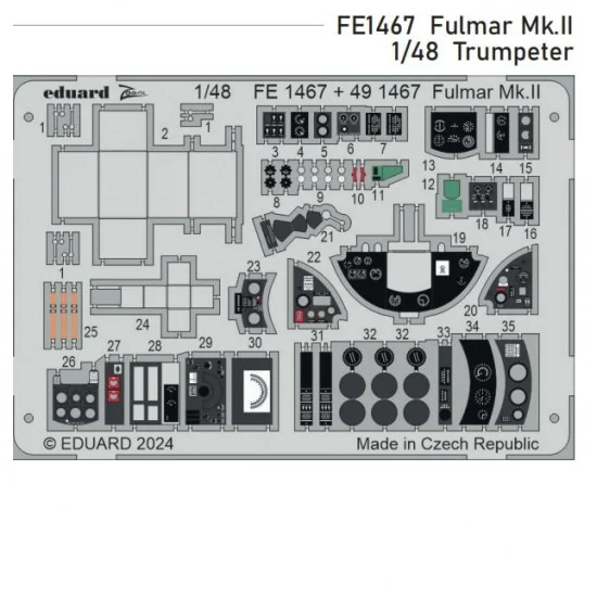 Eduard FE1467 1/48 Fairey Fulmar Mk.II Detail Set for Trumpeter kits - Model Planes