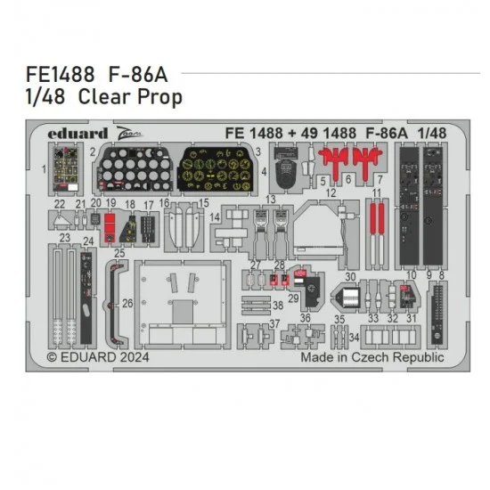 Eduard FE1488 1/48 F-86A Sabre Detail set for Clear Prop kits
