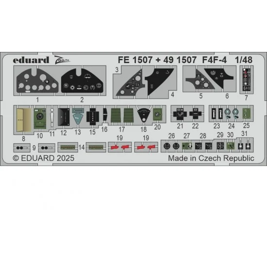 Eduard FE1507 1/48 F4F-4 Detail Parts for Academy kits