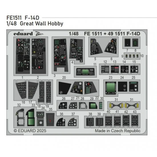 Eduard FE1511 1/48 Grumman F-14D Tomcat PE parts for Great Wall Hobby kits