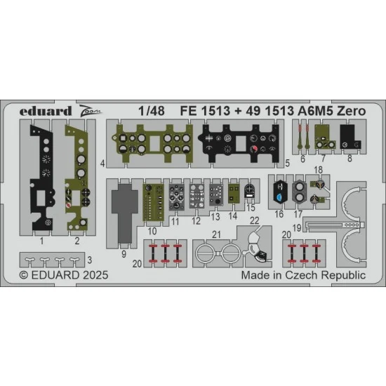 Eduard FE1513 1/48 Mitsubishi A6M5 Zero PE parts for Fine Molds kits - Model Planes