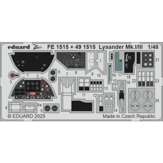 Eduard FE1515 1/48 Westland Lysander Mk.I/III PE parts for Airfix kits - Model Planes