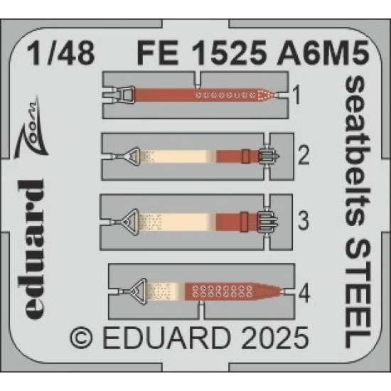 Eduard FE1525 1/48 A6M5 Zero Seatbelts Detail Parts for Eduard kits - Model Planes