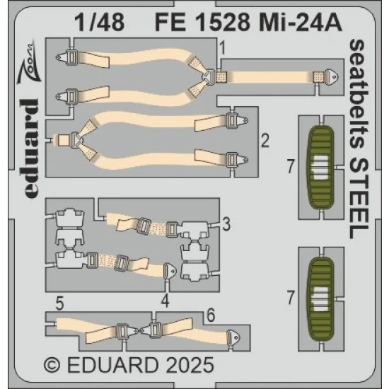 Eduard FE1528 1/48 Mil Mi-24A Seatbelts Detail Parts for Trumpeter kits