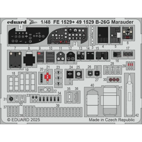 Eduard FE1529 1/48 B-26G Marauder Detail Parts for ICM kits