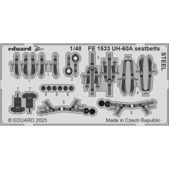 Eduard FE1533 1/48 UH-60A Black Hawk Seatbelts Steel Detail set for ICM kits
