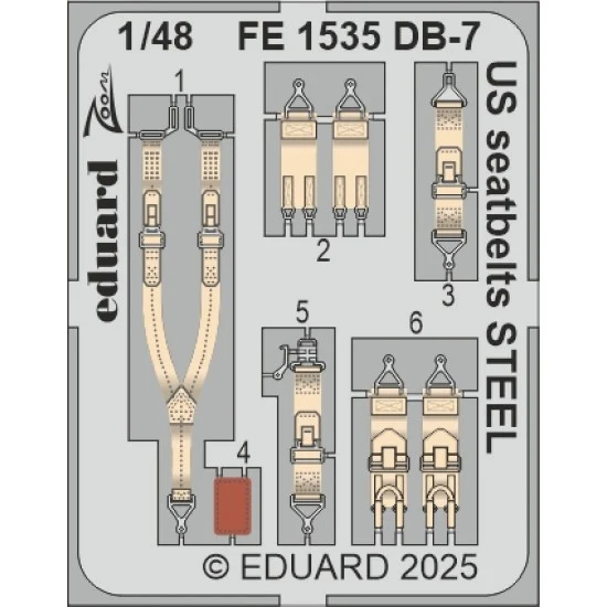 Eduard FE1535 1/48 DB-7 Boston III Us Seatbelts Detail set for HK Models kits