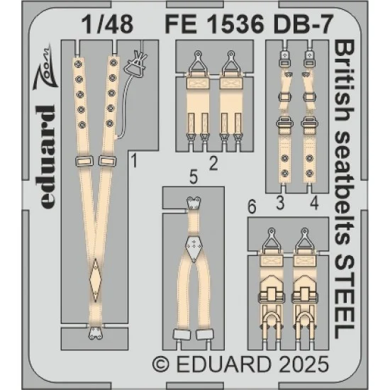 Eduard FE1536 1/48 DB-7 Boston III British Seatbelts Detail set for HK Models kits