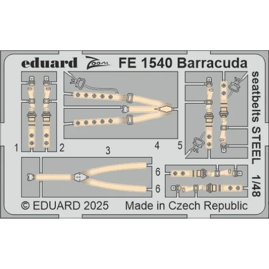 Eduard FE1540 1/48 Fairey Barracuda Seatbelts Detail set for Trumpeter kits - Model Planes