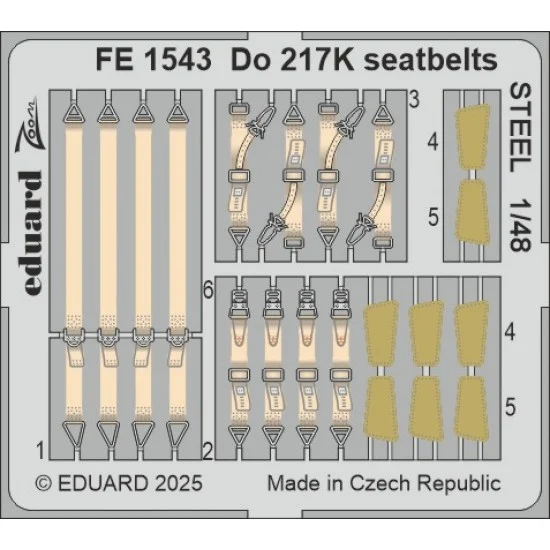 Eduard FE1543 1/48 Dornier Do 217K Seatbelts Detail Set for ICM kits - Model Planes