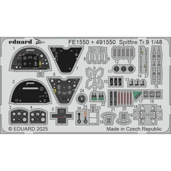 Eduard FE1550 1/48 Spitfire Tr.9 Detail Set for Airfix kits - Model Planes