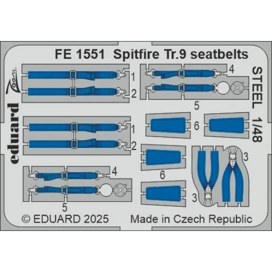 Eduard FE1551 1/48 Spitfire Tr.9 Seatbelts Set for Airfix kits - Model Planes