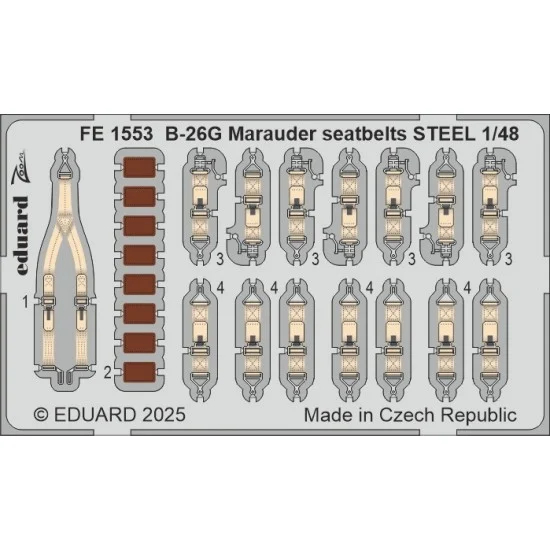 Eduard FE1553 1/48 B-26F Marauder Seatbelts Set for ICM kits