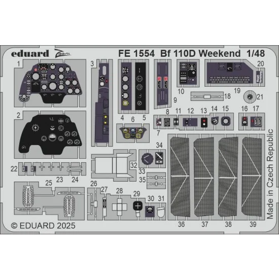 Eduard FE1554 1/48 Bf 110D Weekend Detail Set for Eduard kits - Model Planes