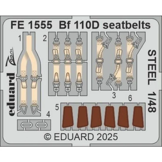 Eduard FE1555 1/48 Bf 110D Seatbelts Set for Eduard kits - Model Planes