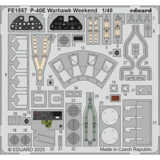 Eduard FE1557 1/48 P-40E Weekend Detail set for Eduard kits