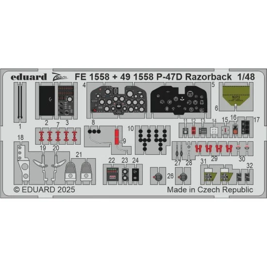 Eduard FE1558 1/48 P-47D Razorback Detail set for MiniArt kits