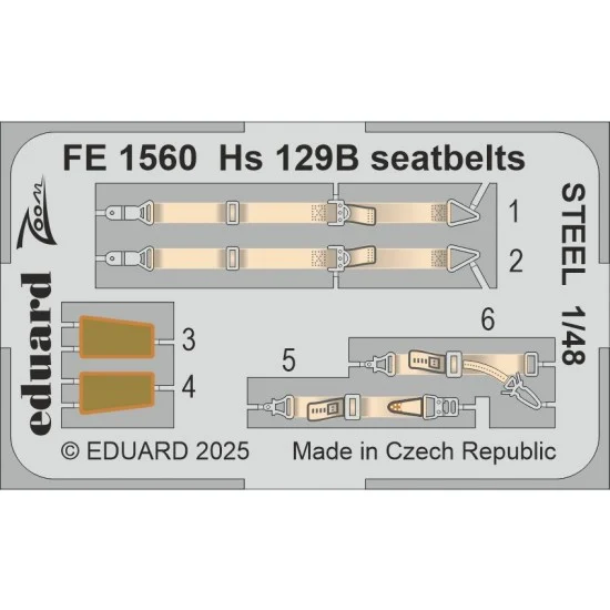 Eduard FE1560 1/48 Henschel Hs 129B Seatbelts for Takom kits - Model Planes