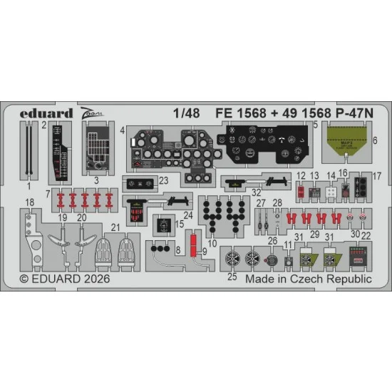 Eduard FE1568 1/48 P-47N Thunderbolt Detail Set for MiniArt kits