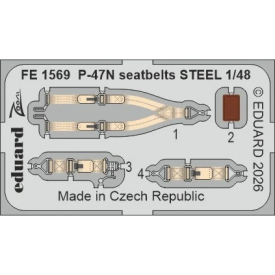 Eduard FE1569 1/48 P-47N Thunderbolt Seatbelts for MiniArt kits