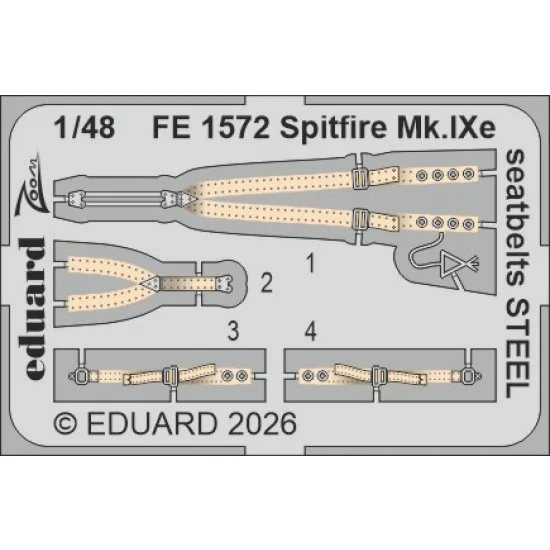 Eduard FE1572 1/48 Spitfire Mk.Ixe Seatbelts Detail Parts for Airfix kits - Model Planes