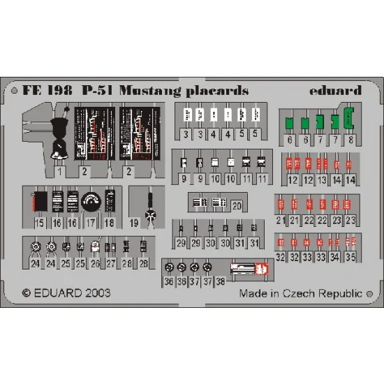 Eduard FE198 Colour Photoetch for 1/48 P-51 Mustang Placards