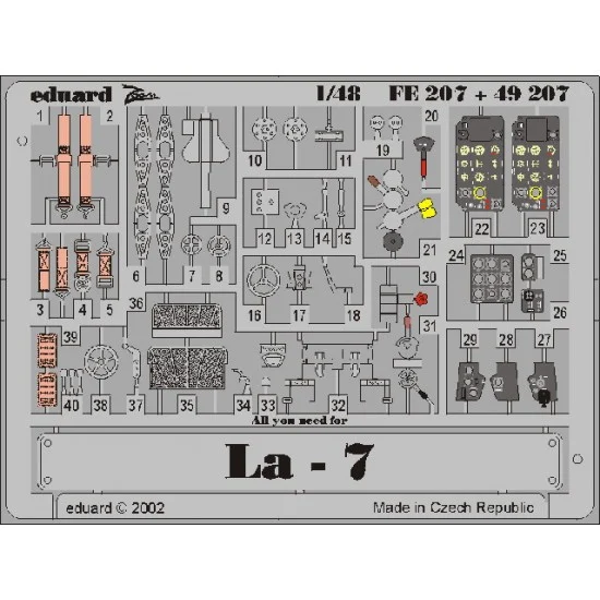 Eduard FE207 1/48 Lavochkin LA-7 Colour Photoetch Set Vol.2 for Gavia/Eduard kit