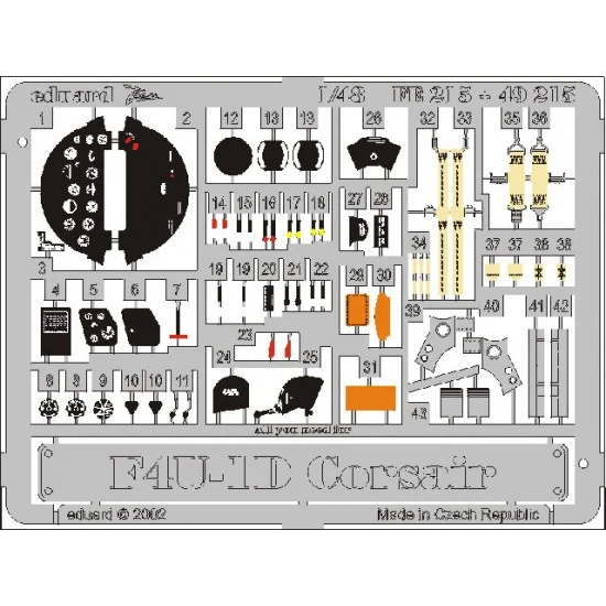 Eduard FE215 Colour Photoetch for 1/48 Vought F4U-1D Corsair for Tamiya kit