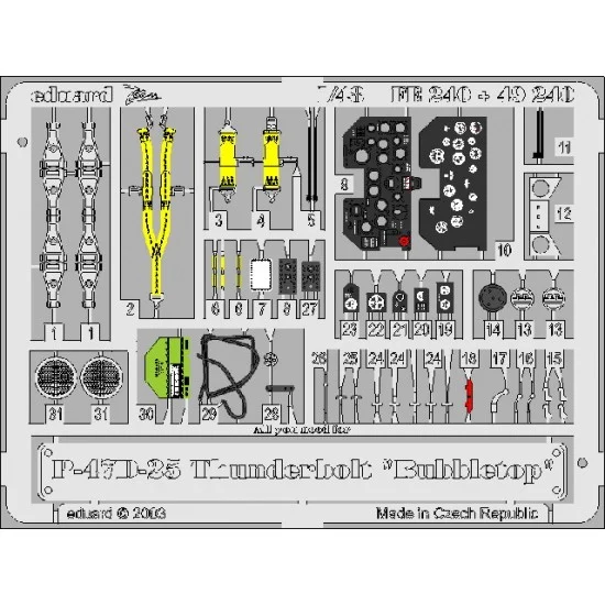 Eduard FE240 1/48 P-47D-25 Thunderbolt Colour Photoetch Set Vol.2 for Tamiya kit