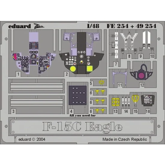 Eduard FE254 Colour Photoetch for 1/48 F-15C Eagle for Academy kit