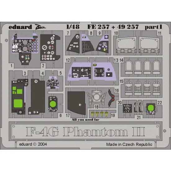 Eduard FE257 1/48 F-4G Phantom II Colour Photoetch Set Vol.2 for Hasegawa kit