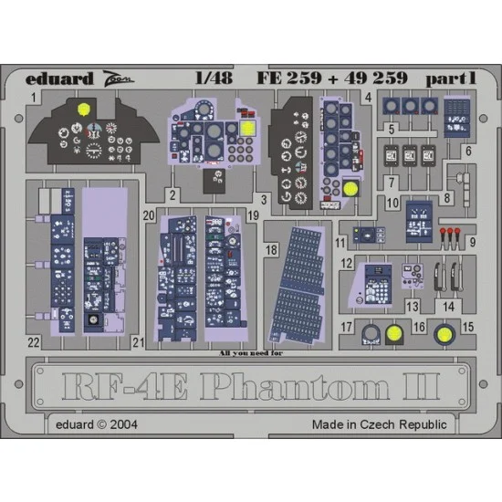 Eduard FE259 1/48 McDonnell RF-4E Phantom II Colour Photoetch Set Vol.2 for Hasegawa kit