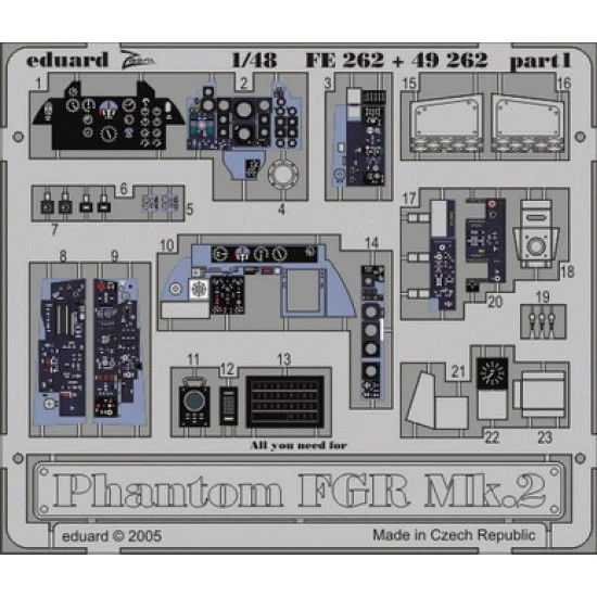Eduard FE262 1/48 Phantom FGR Mk.2 Colour Photoetch Set Vol.2 for Hasegawa/Revell kit - Model Planes