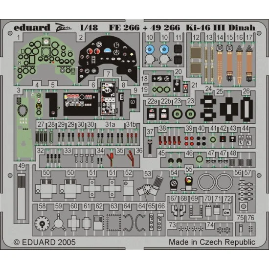 Eduard FE266 Colour Photoetch for 1/48 Mitsubishi Ki-46 III Dinah for Tamiya kit