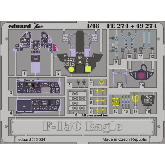 Eduard FE274 Colour Photoetch for 1/48 F-15C Eagle for Hasegawa kit