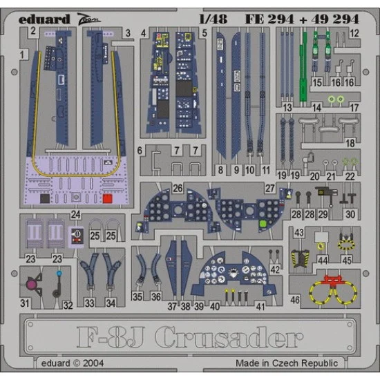 Eduard FE294 1/48 Vought F-8J Crusader Colour Photoetch Set Vol.2 for Hasegawa kit