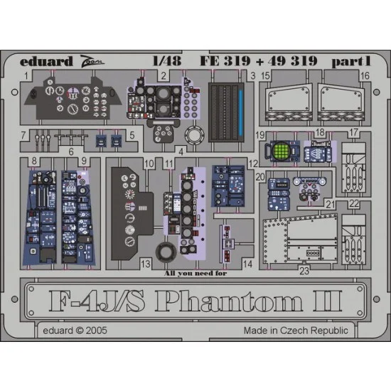 Eduard FE319 Colour Photoetch for 1/48 McDonnell F-4J/S for Hasegawa kit