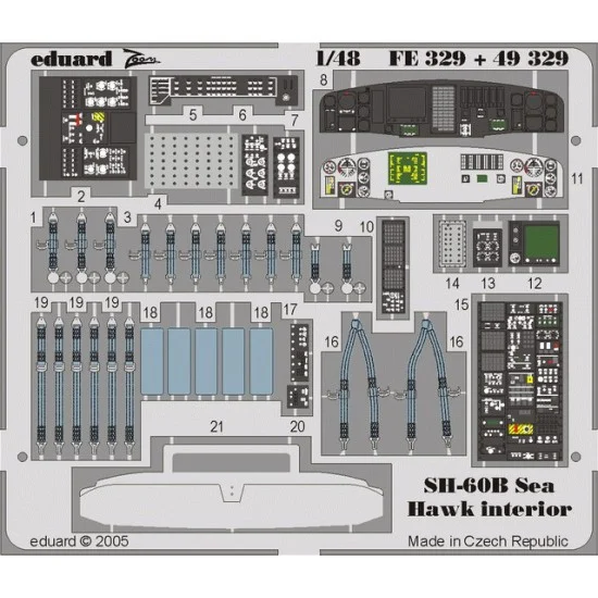 Eduard FE329 Colour Photoetch for 1/48 SH-60B Seahawk Interior for Italeri kit