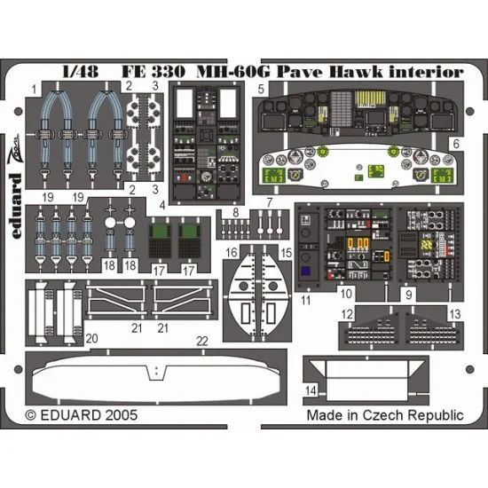 Eduard FE330 Colour Photoetch for 1/48 MH-60G Pave Hawk Interior for Italeri kit
