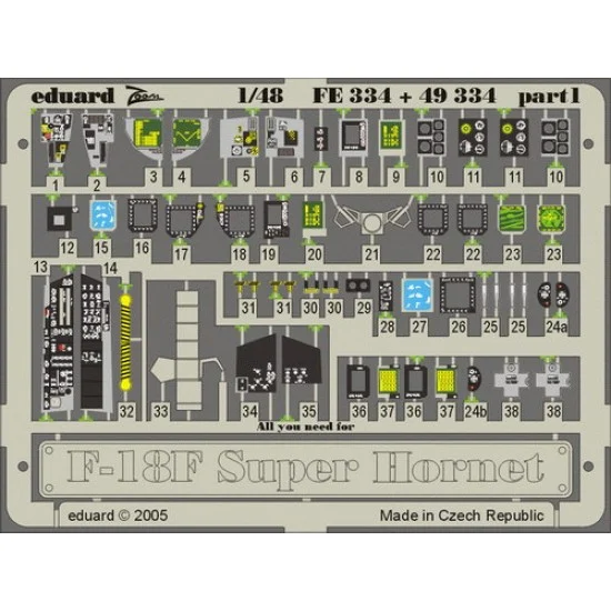 Eduard FE334 Colour Photoetch for 1/48 F-18F Hornet for Hasegawa kit