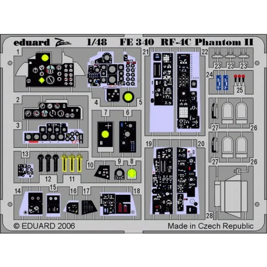 Eduard FE340 Colour Photoetch for 1/48 McDonnell Douglas RF-4C Phantom II for Hasegawa kit